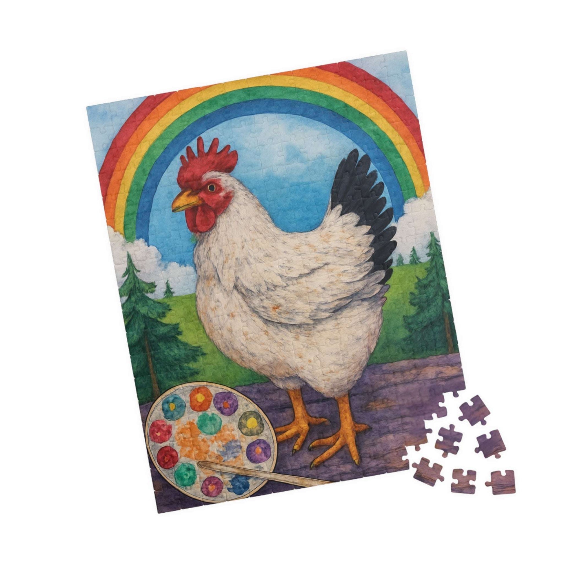 Creative Clucks Jigsaw Puzzle - Rainbow Chicken Artist 252 pcs (Vertical) Puzzle The Puzzle Chest