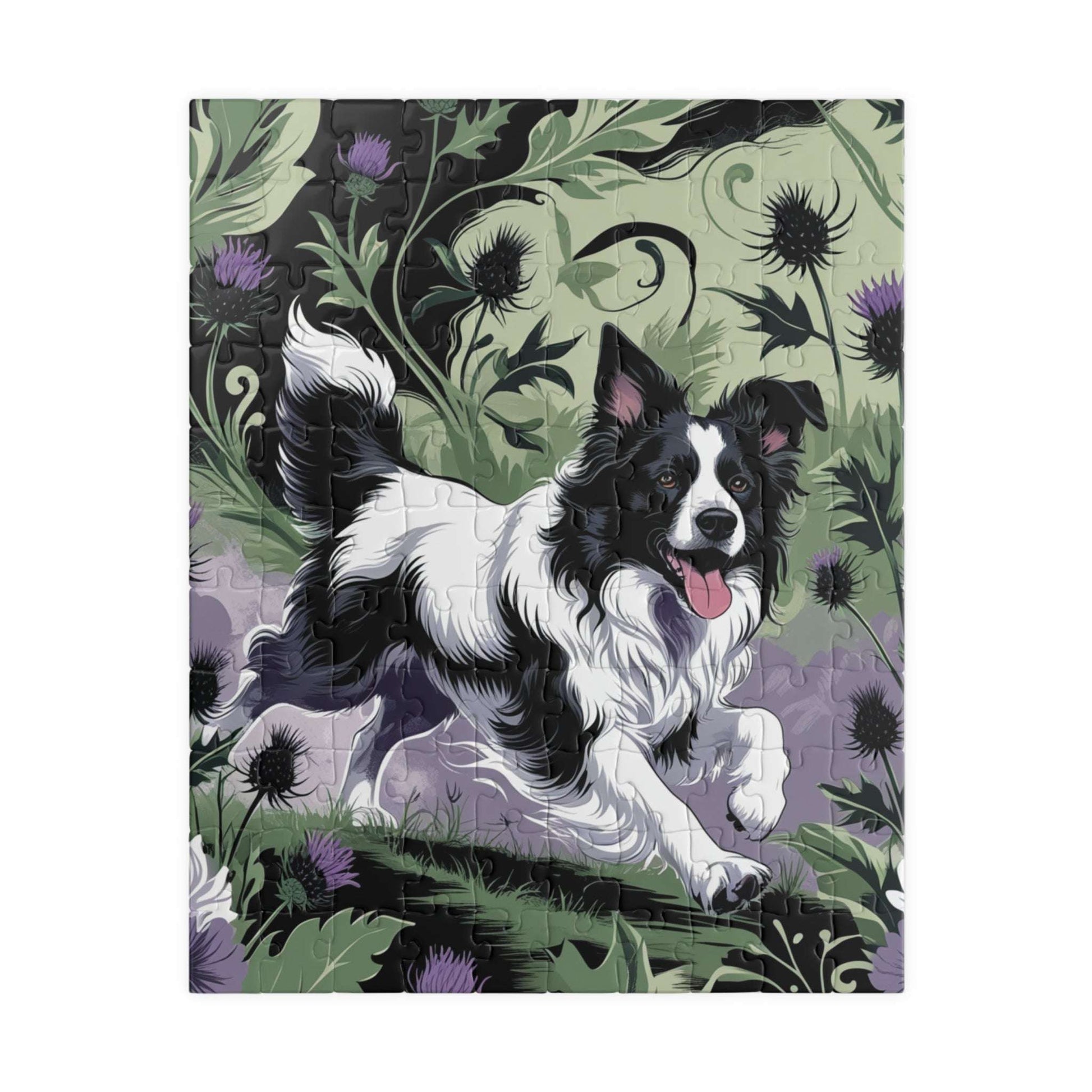 Vintage Border Collie Jigsaw Puzzle, 110 252 520 1014-Piece, Brain Teaser, Gift for Dog Lover Puzzle Enthusiast, Quiet Home Entertainment 110 pcs (Vertical) Puzzle The Puzzle Chest