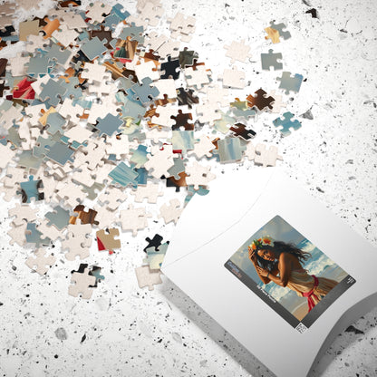Polynesian Cultural Jigsaw Puzzle, Hula Dancer Beach Scene, Coastal Art-Inspired Quiet Time Activity for Puzzle Lover Art Enthusiast, Gift Puzzle The Puzzle Chest