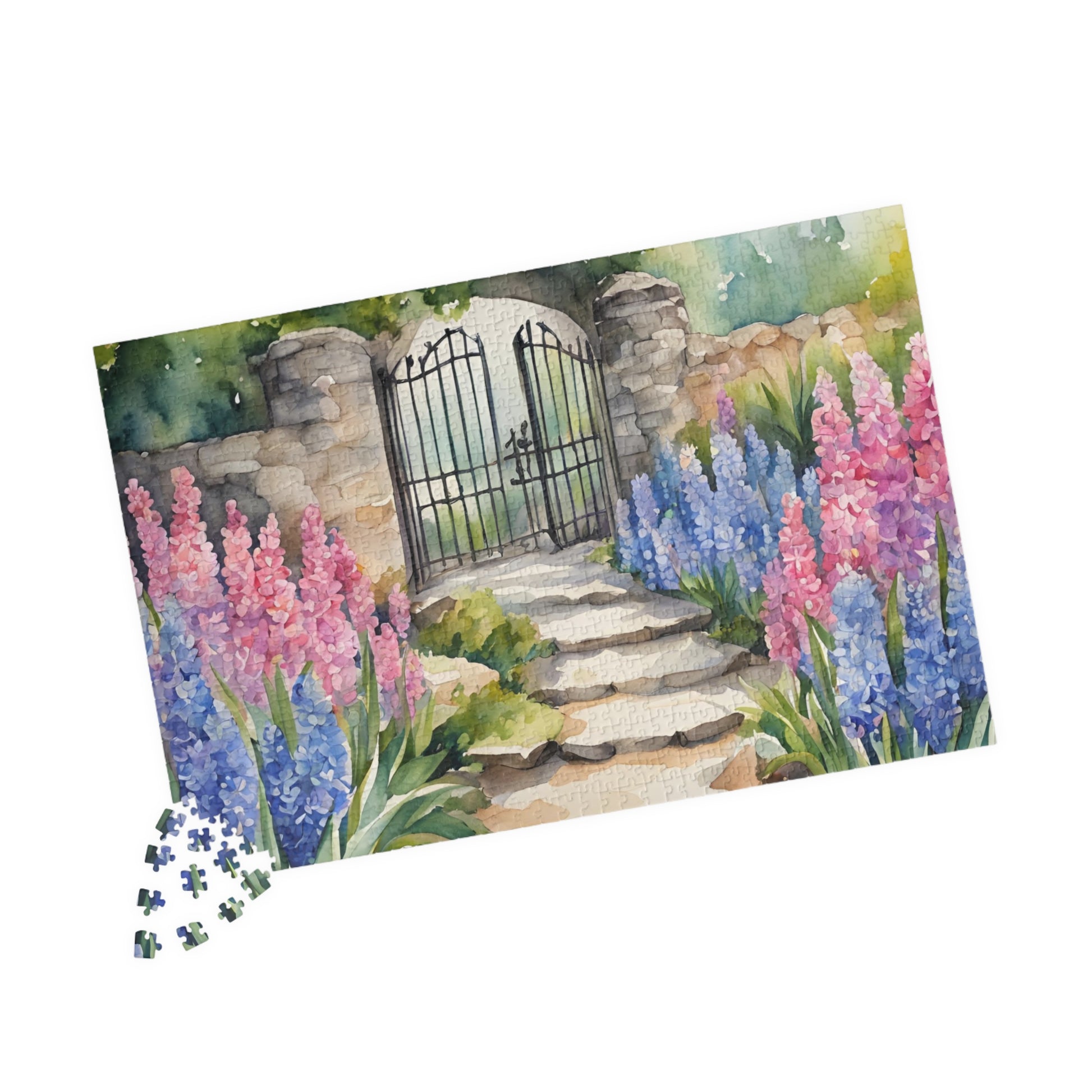 Jigsaw Puzzle, Stone Pathway Hyacinth Garden Scene, 110 252 520 1014-piece, Gift for Gardeners, Relaxing Hobby, Mindfulness Activity, Mental Puzzle The Puzzle Chest