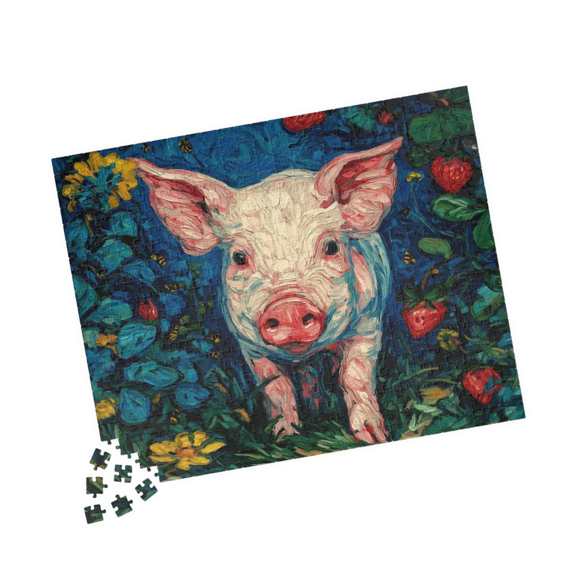 Cute Piglet Illustration Puzzle | 110-520 Piece Farm Animal Jigsaw 520 pcs (Horizontal) Puzzle The Puzzle Chest