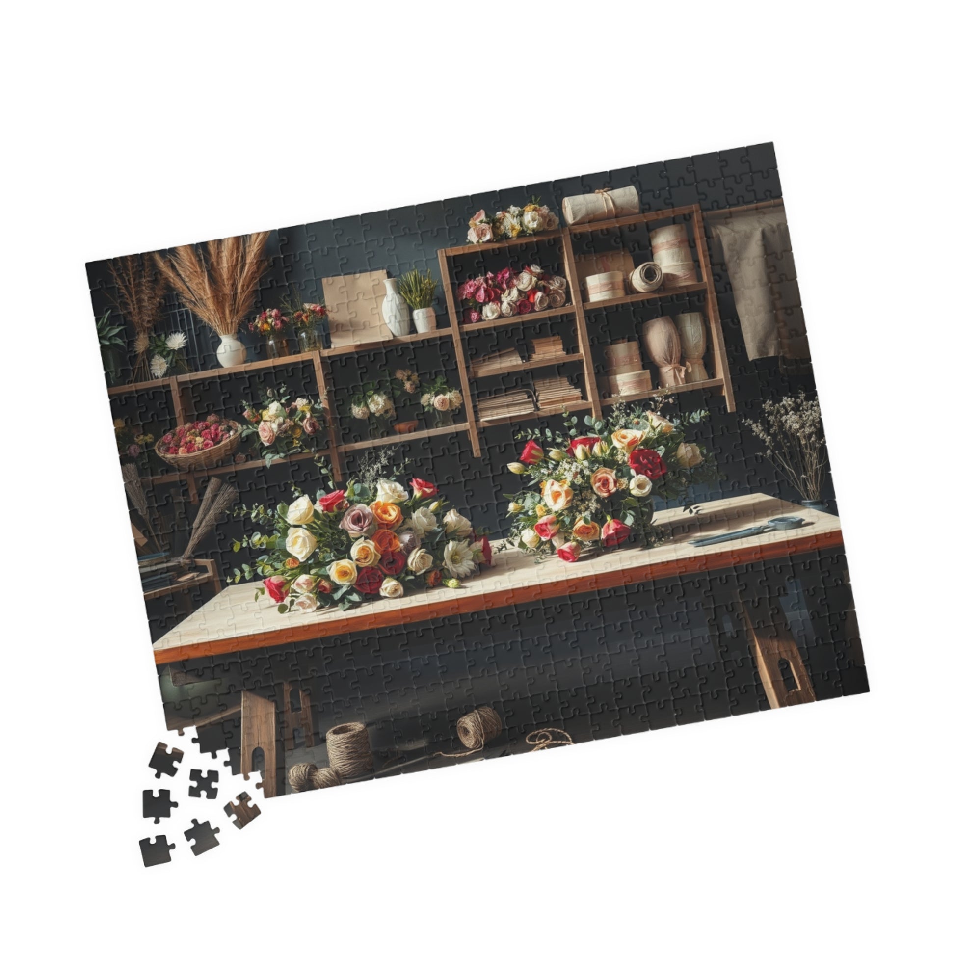Floral Arrangement Workshop Puzzle, Cozy Flower Studio Bouquet Making Scene Jigsaw Game, Challenging Relaxing Activity, Mindfulness, Gift Puzzle The Puzzle Chest