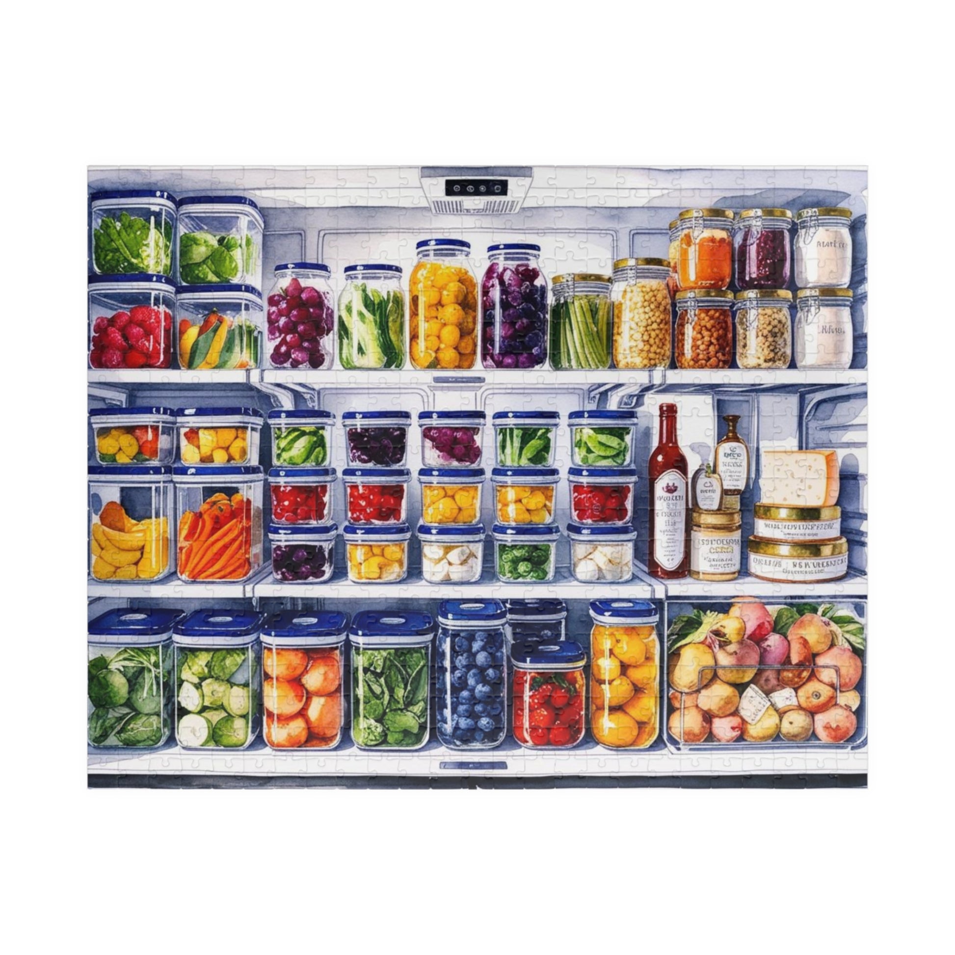 Refrigerator Jigsaw Puzzle, Kitchen Fridge Home Decor Framed Wall Art, Game Night Family Activity, Foodie Enthusiasts Puzzle Lovers 520 pcs (Horizontal) Puzzle The Puzzle Chest