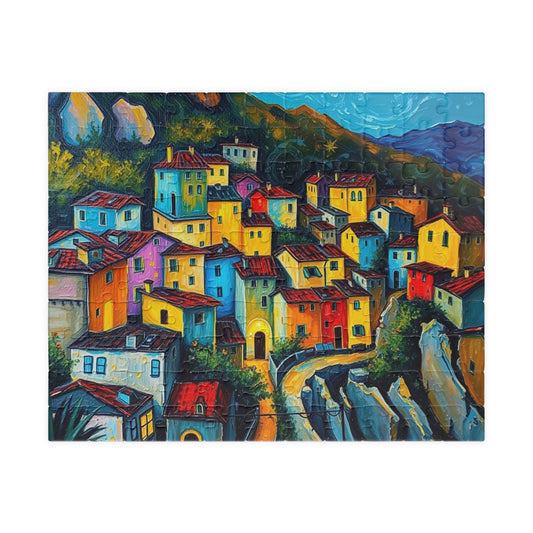 Colorful Village Art Puzzle - 110, 252, 520, 1014-piece | Perfect for Family Game Night, Gift for Art Lovers, Cozy Entertainment 110 pcs (Horizontal) The Puzzle Chest