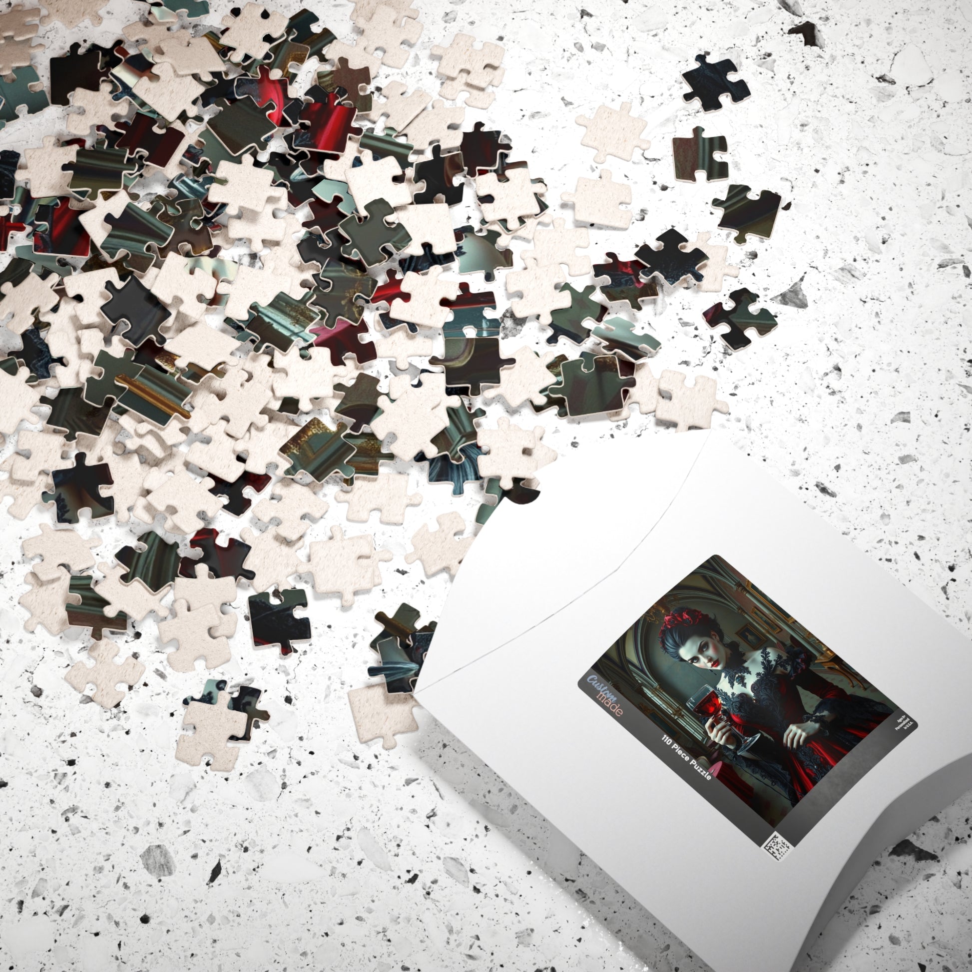 Gothic Vampire Countess Jigsaw Puzzle, Victorian Lady in a Candlelit Castle Ballroom, Dark Fantasy Haunted Mansion Theme, Horror Lover Gift Puzzle The Puzzle Chest