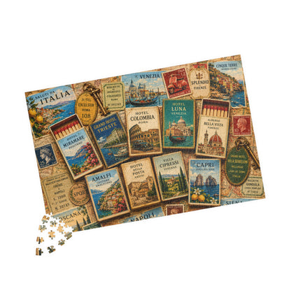 Italy Matchbook Puzzle | Italian Travel Memorabilia Jigsaw | Mediterranean Landmark European Vacation Nostalgia 1014 pcs (Horizontal) Puzzle The Puzzle Chest