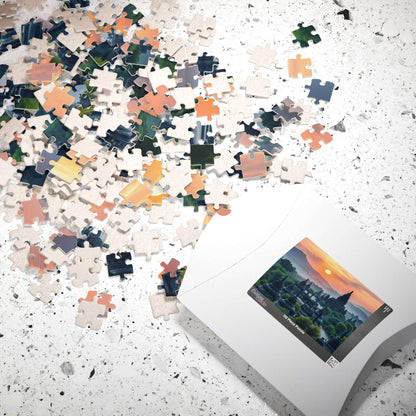Borobudur Temple Jigsaw Puzzle – Ancient Buddhist Monument in Lush Jungle, Sacred Landmark of Indonesia Puzzle The Puzzle Chest