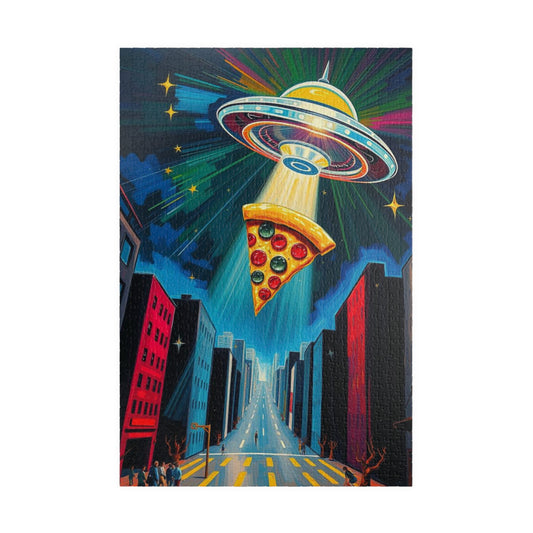 Cosmic Pizza Puzzle - Pop Art Jigsaw Game | Fun UFO Design | Unique Gift for Pizza Lovers | Family Game Night Puzzle | Mindful Brain Teaser 1014 pcs (Vertical) Puzzle The Puzzle Chest