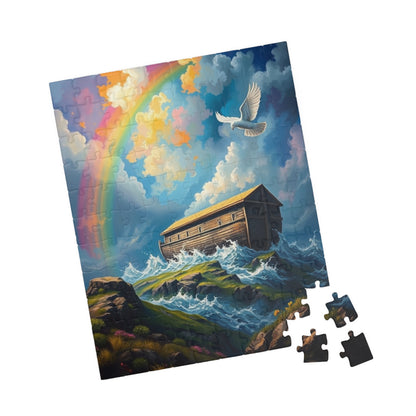 Noah's Ark Puzzle, Religious Jigsaw Game, Christian Art Puzzle, Fun Family Activity, Home Entertainment, Faith Based Gift for Kid and Adult