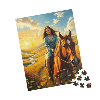 Puzzle, Horse Rider in Meadow, 110 252 520 1014-piece Gift Idea for Nature Lovers, Relaxing Pastime, Jigsaw Puzzle for Women and Girls, Puzzle The Puzzle Chest