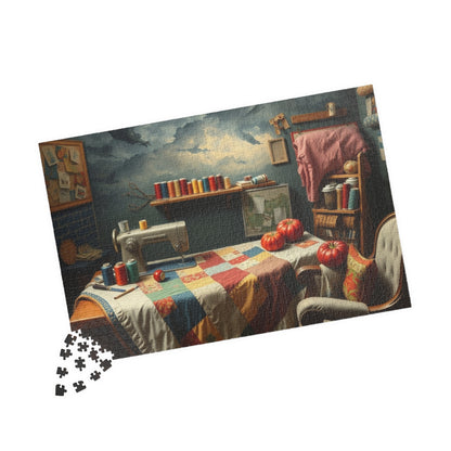 Cozy Sewing Room Jigsaw Puzzle, Quilting Studio DIY Jigsaw Game, 110-1014Piece Toy, Crafting Hobby Gift, Relaxing Fun Family Activity, Gift