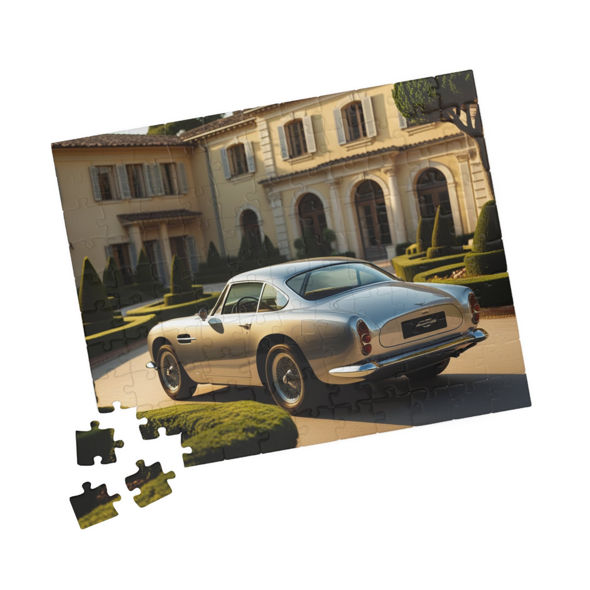 Vintage Car Puzzle - Silver 1965 Martin D85 Classic Auto Jigsaw Game 110 pcs (Horizontal) Puzzle The Puzzle Chest