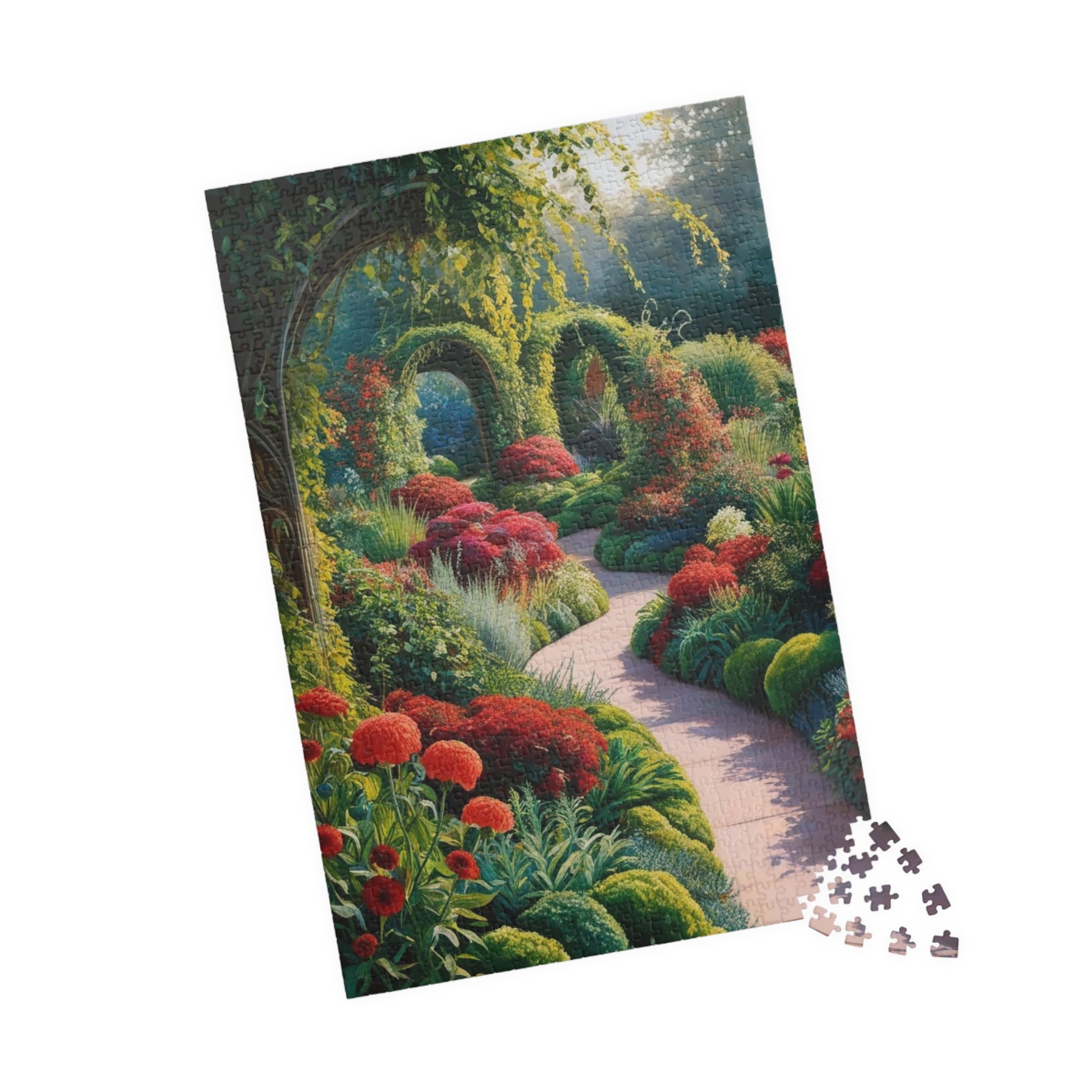 Serene Garden Puzzle - Relaxing Floral Artwork, Flower Jigsaw Game for Adults, Family Fun, Nature Lovers Gift, 110, 252, 520, 1014-piece Puzzle The Puzzle Chest