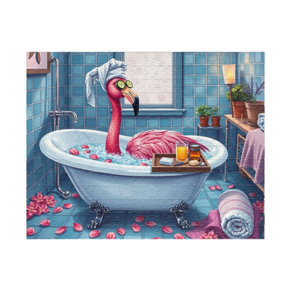 Flamingo Spa Retreat - Cozy Bathroom Puzzle for Adults, Fun Bath Time Art Jigsaw, Unique Gift for Friends, Family Game Night, Brain Teaser