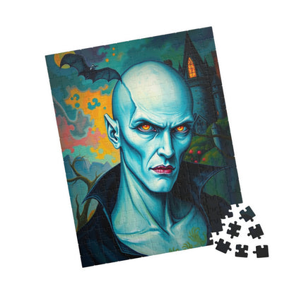 Gothic Vampire Jigsaw Puzzle, Dreamlike Pale Skin Undead with Glowing Eyes, Supernatural Being in Surreal Setting, Dark Fantasy Lover Gift 252 pcs (Vertical) Puzzle The Puzzle Chest
