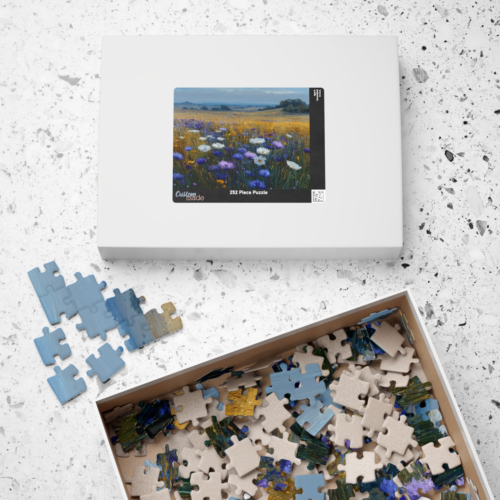 Late Summer Wildflower Jigsaw Puzzle – Calm Blue and Lavender Countryside, Nature Inspired Floral Landscape Puzzle The Puzzle Chest