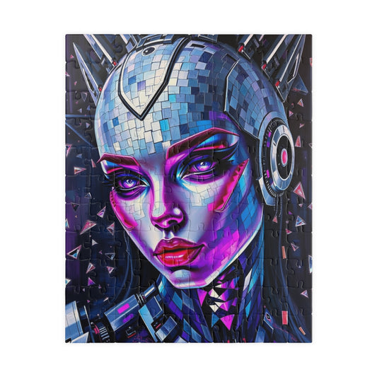 Mosaic Portrait Cybernetic Woman Puzzle, Cyberpunk Female Futuristic Art Jigsaw Game, Puzzle Lover Gift, Brain Teaser, Solo or Family Fun 110 pcs (Vertical) Puzzle The Puzzle Chest
