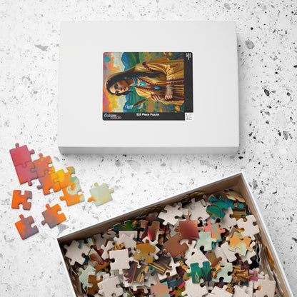 Spiritual Indigenous Bride Puzzle with Turquoise Jewelry and Smudge Stick, Colorful Landscape Wedding Jigsaw Game, Unique Puzzle Lover Gift Puzzle The Puzzle Chest