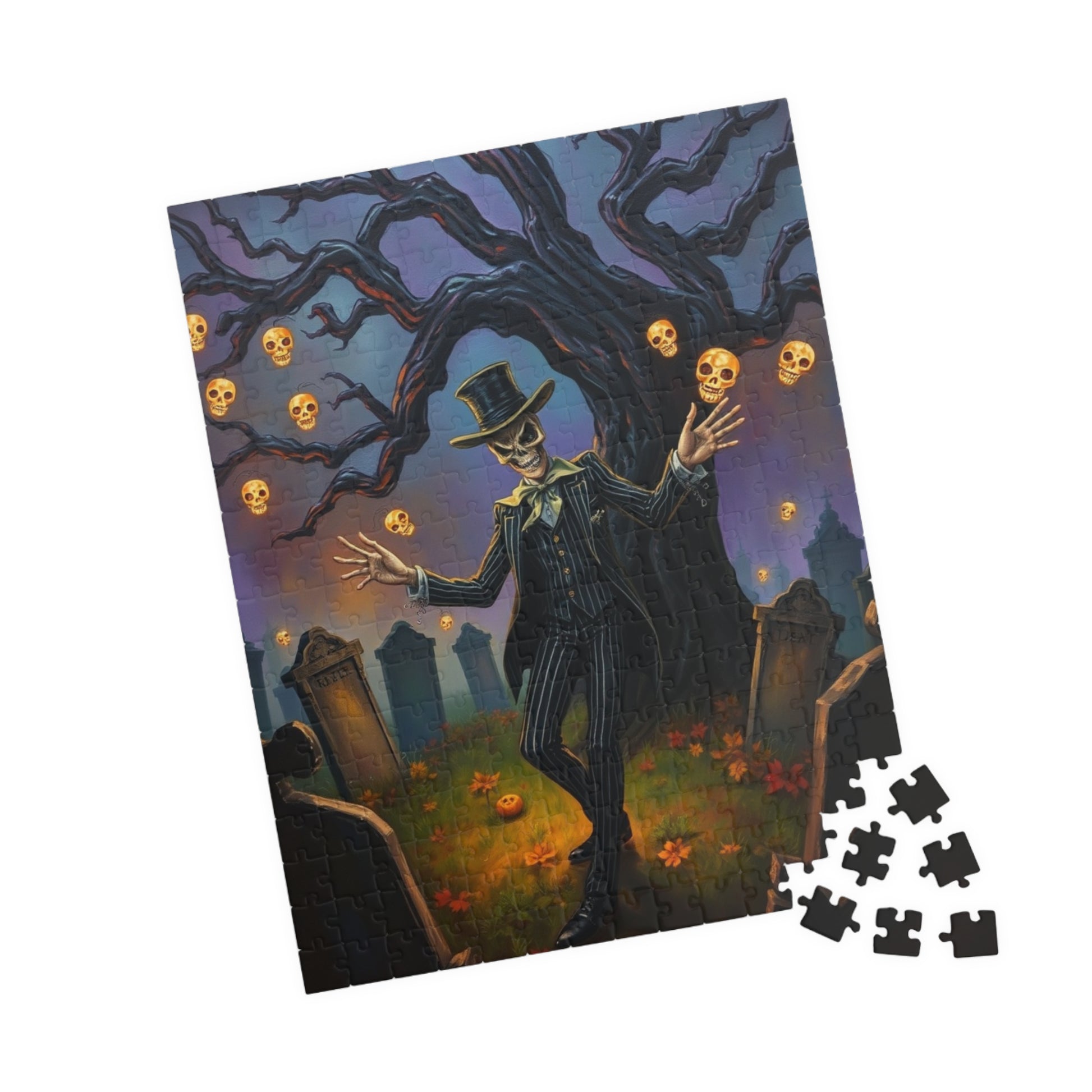 Halloween Themed Puzzle, Spooky Skeleton Design, Adult Jigsaw Game for Fall Decor, Family Game Night, Perfect for Autumn Celebrations, Gift Puzzle The Puzzle Chest