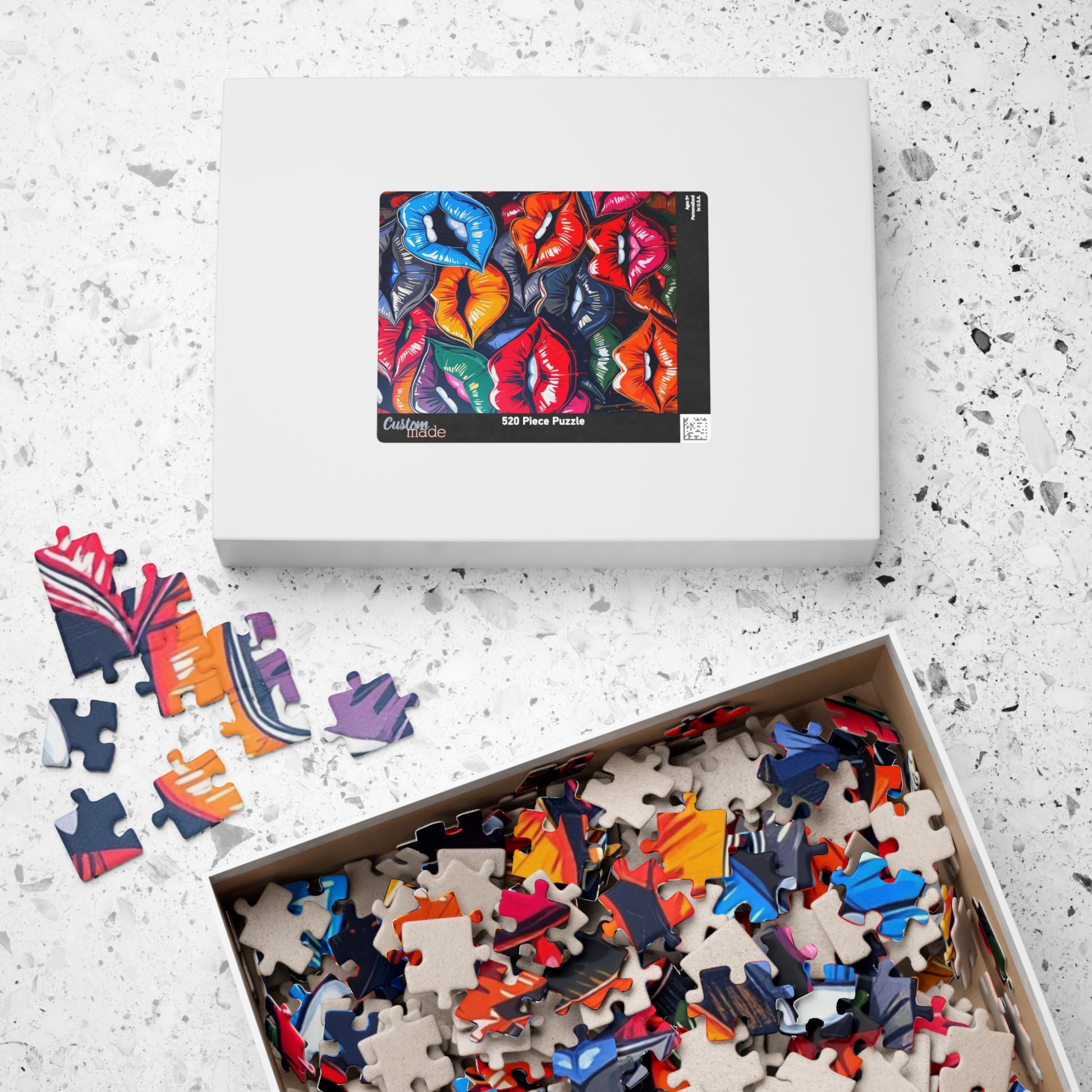 Colorful Lips Jigsaw Puzzle, Lipstick Kisses Collage, Fun Activity, Creative Hobby, Gift for Puzzle Lovers Art Enthusiast, Brain Teaser Game Puzzle The Puzzle Chest