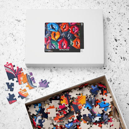 Colorful Lips Jigsaw Puzzle, Lipstick Kisses Collage, Fun Activity, Creative Hobby, Gift for Puzzle Lovers Art Enthusiast, Brain Teaser Game Puzzle The Puzzle Chest