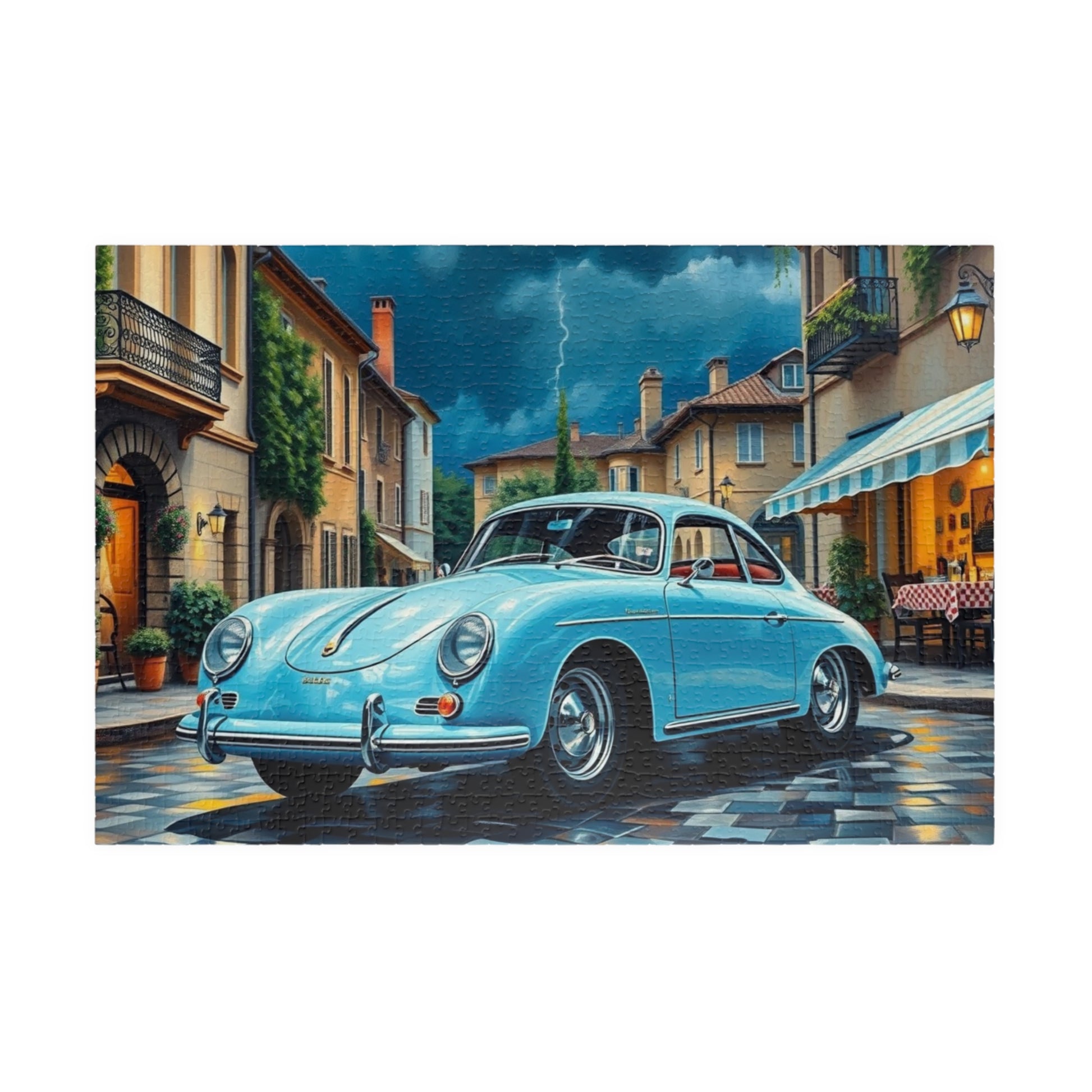 Classic Car Puzzle - Pastel Blue 1955 Vintage Vehicle Jigsaw Game 1014 pcs (Horizontal) Puzzle The Puzzle Chest