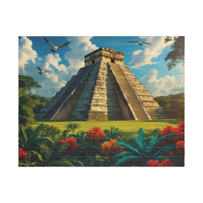Chichen Itza Pyramid Jigsaw Puzzle with Tropical Jungle Scene, Historic Mayan Famous Landmark, Travel-Inspired Frameable Art Gift 252 pcs (Horizontal) Puzzle The Puzzle Chest