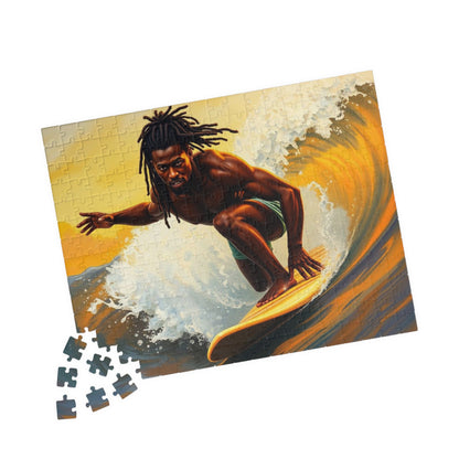 Afrocentric Surfing Puzzle, Relaxing Black Art Jigsaw for Beach Lover, Family Game Night, Perfect Holiday Birthday Gift for Surfer, Mindful
