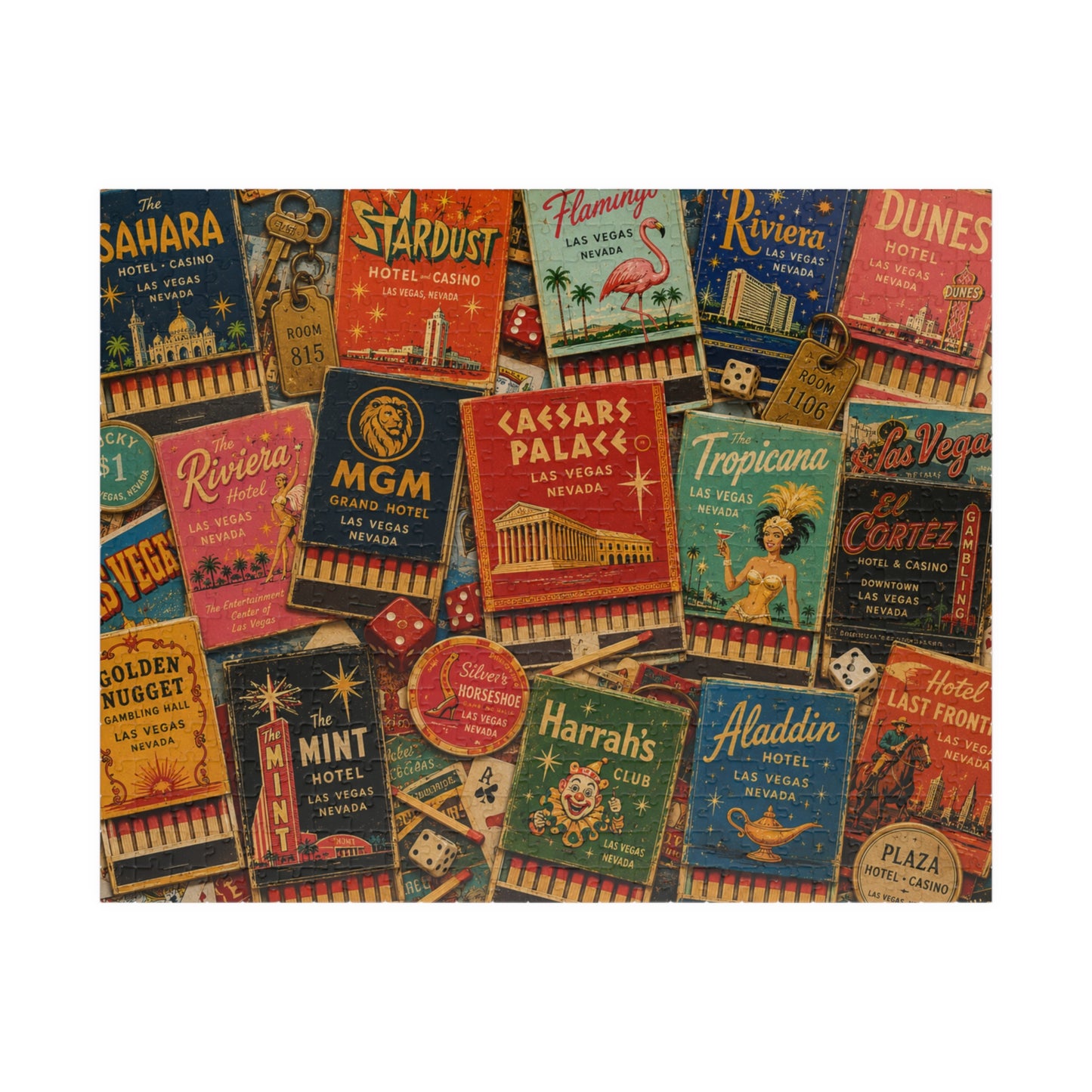 Vintage Las Vegas Matchbook Puzzle | Retro Casino Memorabilia Jigsaw | Classic Strip Neon Nostalgia Puzzle The Puzzle Chest