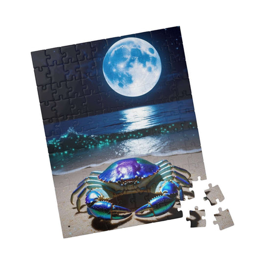 Magical Ocean Crab Jigsaw Puzzle, Cancer Zodiac Sign Game for Adults, Moonlight Beach Scene, Gift for Astrology Lover, Family Game Night Puzzle The Puzzle Chest