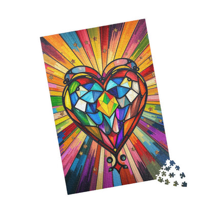 Prism of Love Jigsaw Puzzle, Stained Glass Style Art, Rainbow Colors LGBTQ+ Gift for Puzzle Lovers, Fun Family Activity, Mindful Hobby