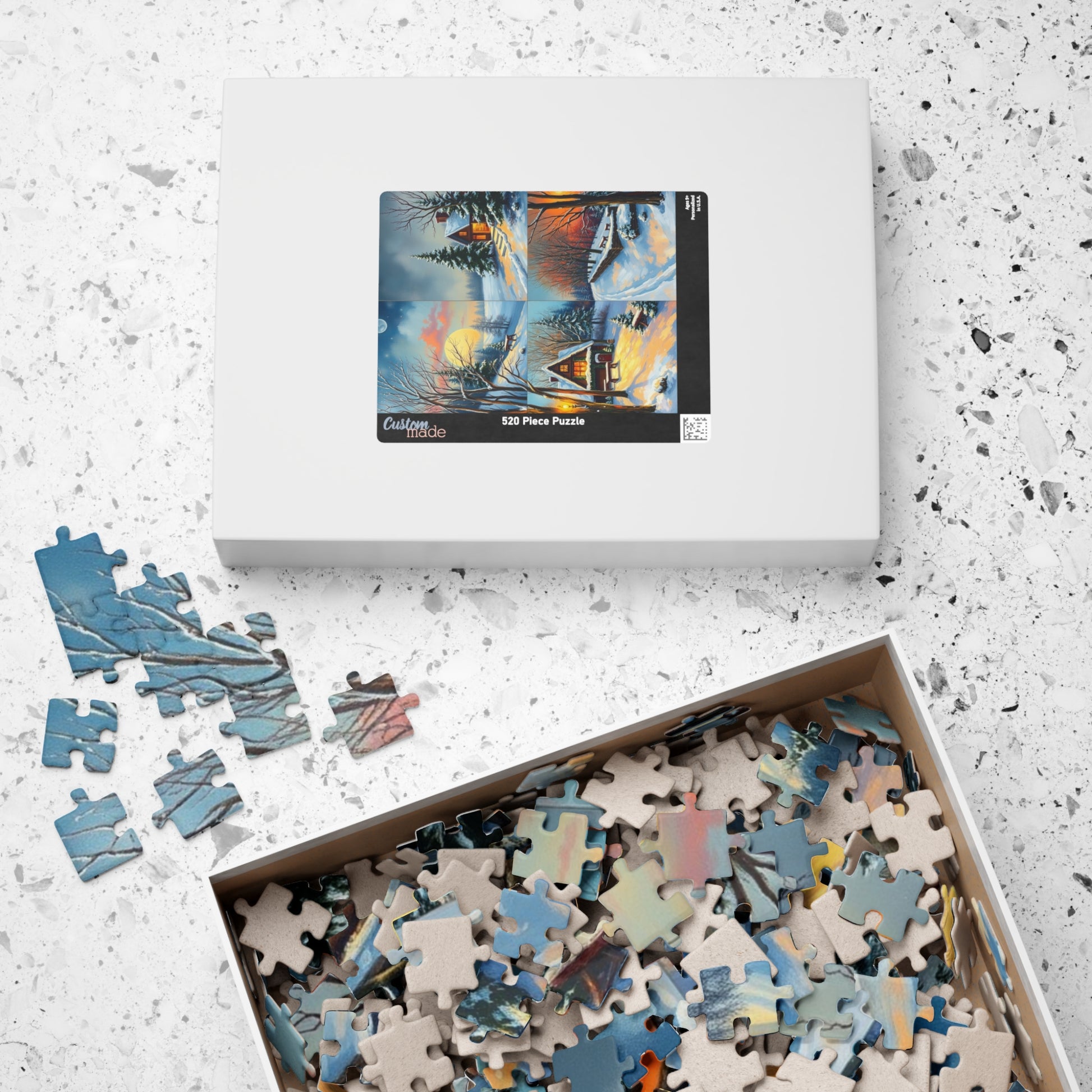 Puzzle, Winter Scene Jigsaw, Four-Quadrant Collage, 110-1014 pieces, Christmas Gift, Snowy Decor, Holiday Puzzle, Family Fun Activity, Puzzle The Puzzle Chest