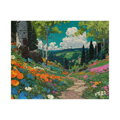Wildflower Trail Jigsaw Puzzle – Peaceful Spring Path Through a Lush Forest, Nature Inspired Landscape Scene Puzzle The Puzzle Chest