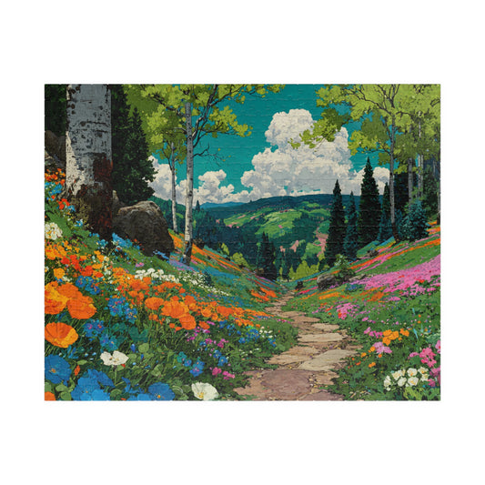 Wildflower Trail Jigsaw Puzzle – Peaceful Spring Path Through a Lush Forest, Nature Inspired Landscape Scene Puzzle The Puzzle Chest