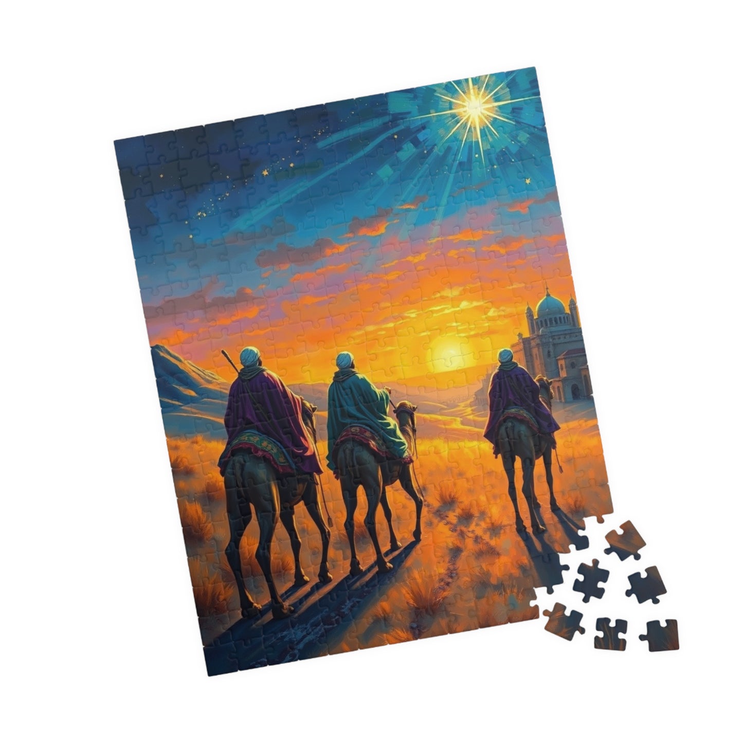 Three Wisemen Jigsaw Puzzle - Journey to Bethlehem, Christmas Holiday Activity Gift Religious Home Entertainment Family Fun Puzzle The Puzzle Chest