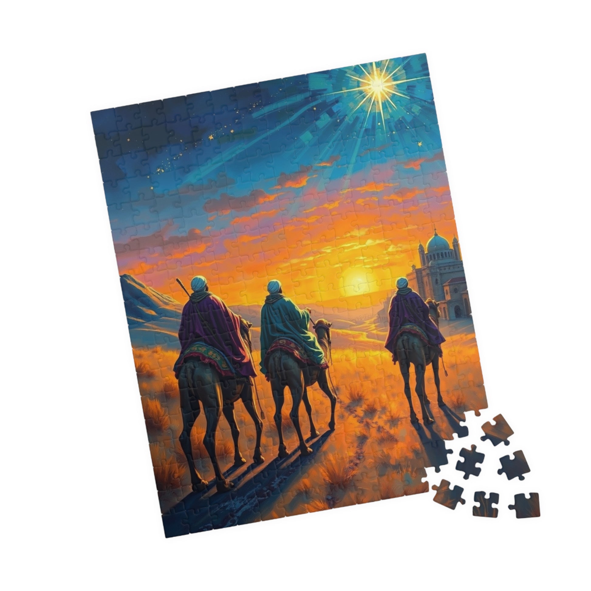Three Wisemen Jigsaw Puzzle - Journey to Bethlehem, Christmas Holiday Activity Gift Religious Home Entertainment Family Fun Puzzle The Puzzle Chest