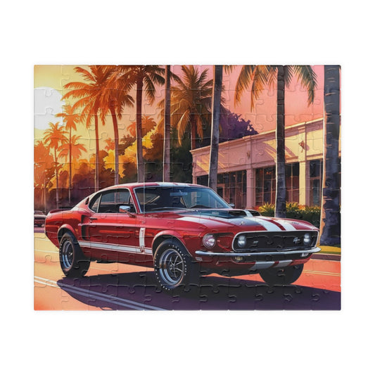 Muscle Car Jigsaw Puzzle for Adults Sunset Scene, 110-1014 Piece Vintage Style Tabletop Family Game, Puzzle Lover Retro Gift 110 pcs (Horizontal) Puzzle The Puzzle Chest