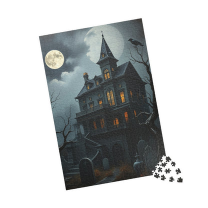 Haunted House Puzzle - 110-1014 Pieces Spooky Night Scene, Halloween Solo Fun Family Game Night, Gothic Art Lover and Puzzle Enthusiast Gift Puzzle The Puzzle Chest
