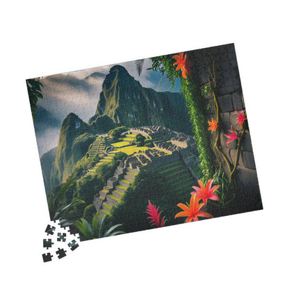 Machu Picchu Historic Landmark Puzzle, Jungle Vines Tropical Flowers, South American Travel Jigsaw Game, Nature Inspired Puzzle Lover Gift Puzzle The Puzzle Chest