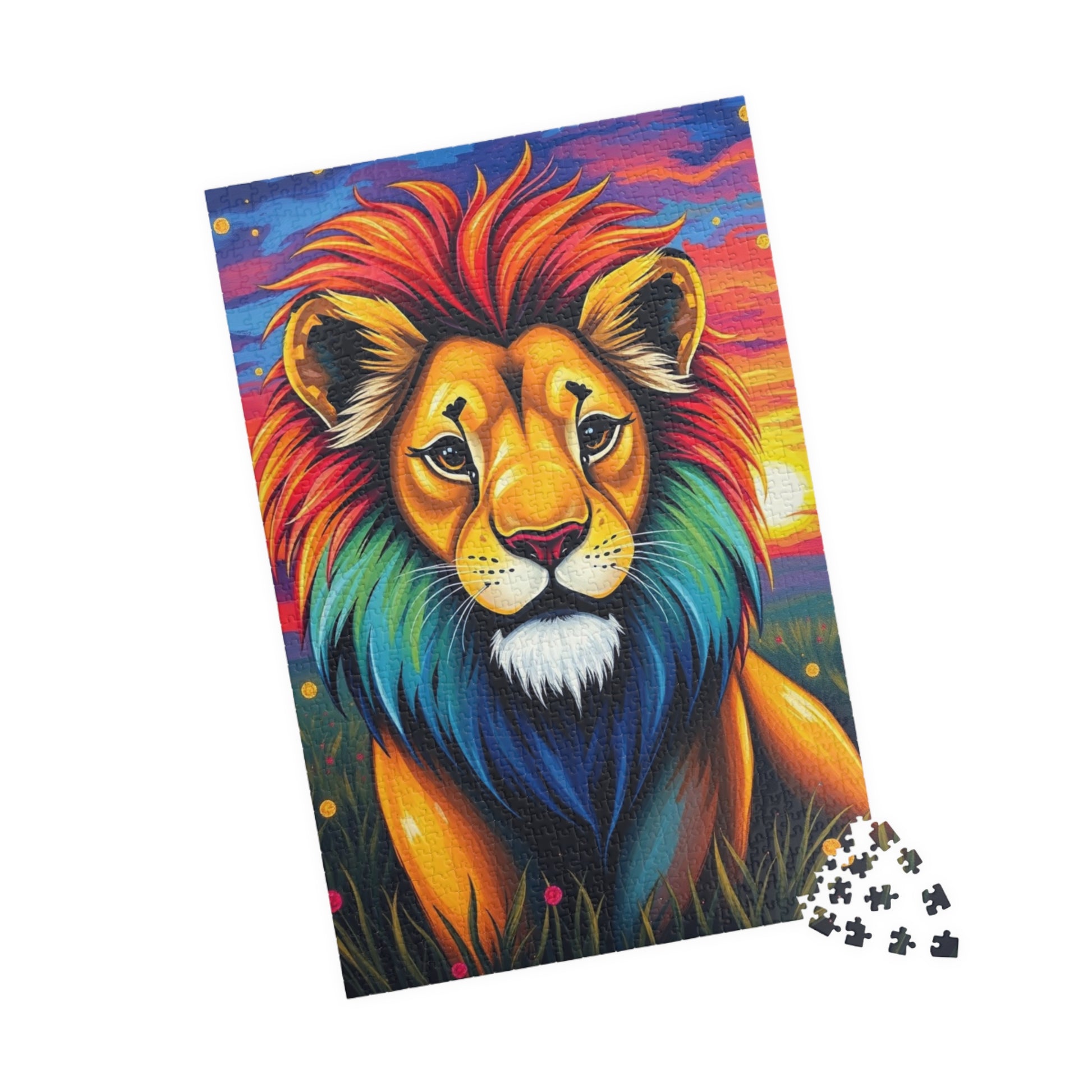 Vibrant Lion Jigsaw Puzzle, Colorful Animal Jigsaw Game for Family Fun, Kids and Adults, Gift for Friends, Home Entertainment, Brain Teaser Puzzle The Puzzle Chest