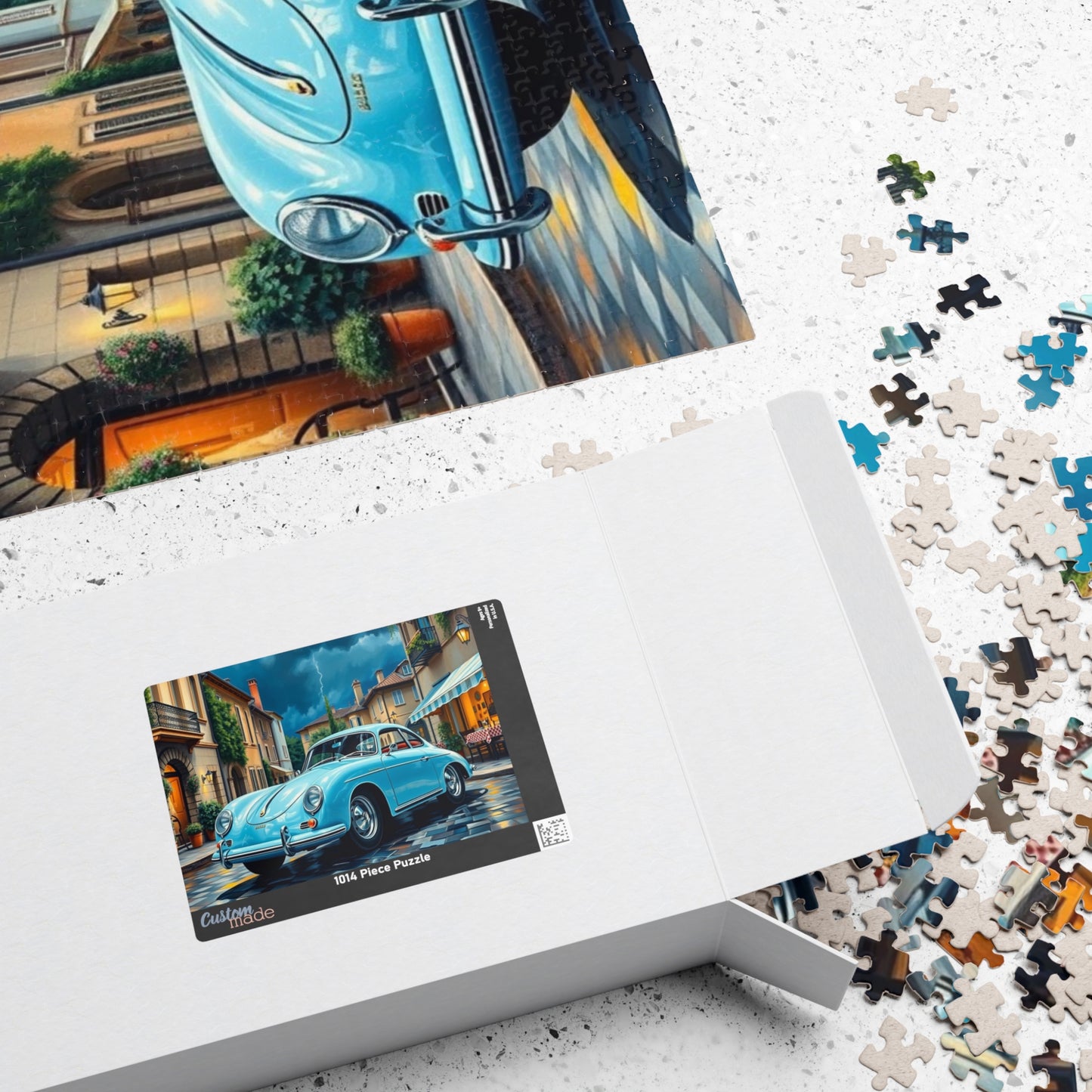 Classic Car Puzzle - Pastel Blue 1955 Vintage Vehicle Jigsaw Game Puzzle The Puzzle Chest