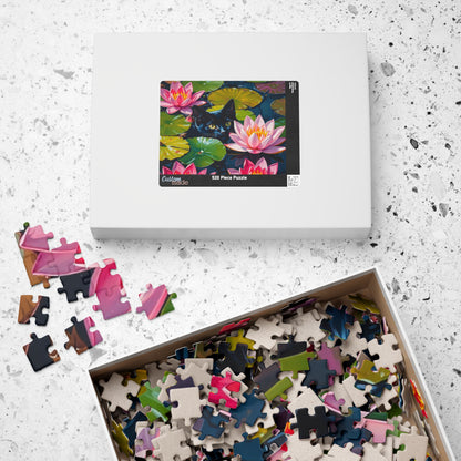 Black Cat Among Water Lilies Puzzle | 110-1014 Piece Animal Jigsaw Puzzle The Puzzle Chest