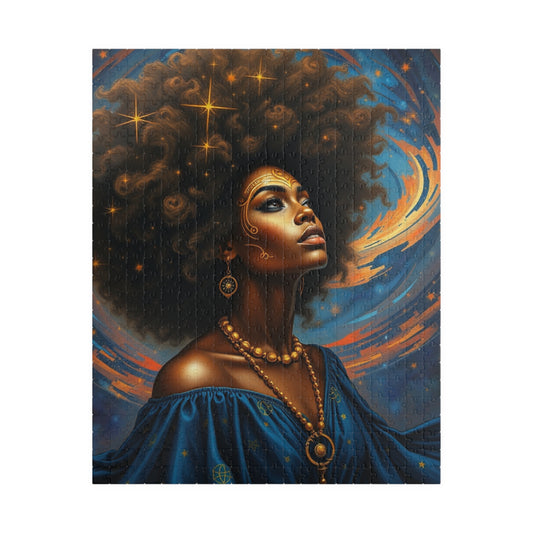 Cosmic Beauty Puzzle - African American Woman, Celestial Afrocentric Artwork, Black Art Mindfulness Game, Gift for Puzzle Lover, Family Fun 520 pcs (Vertical) Puzzle The Puzzle Chest
