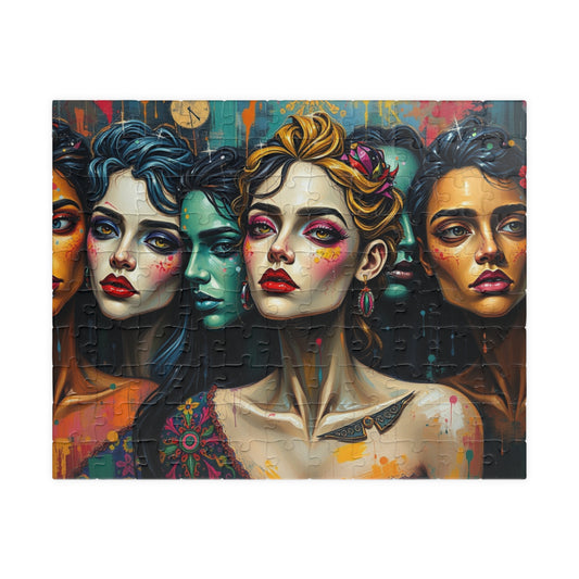 Artistic Women Puzzle, Colorful Puzzle for Gothic Art Lovers, Creative Gift for Friends and Family, Relaxing Activity, Solo Fun Brain Teaser 110 pcs (Horizontal) Puzzle The Puzzle Chest