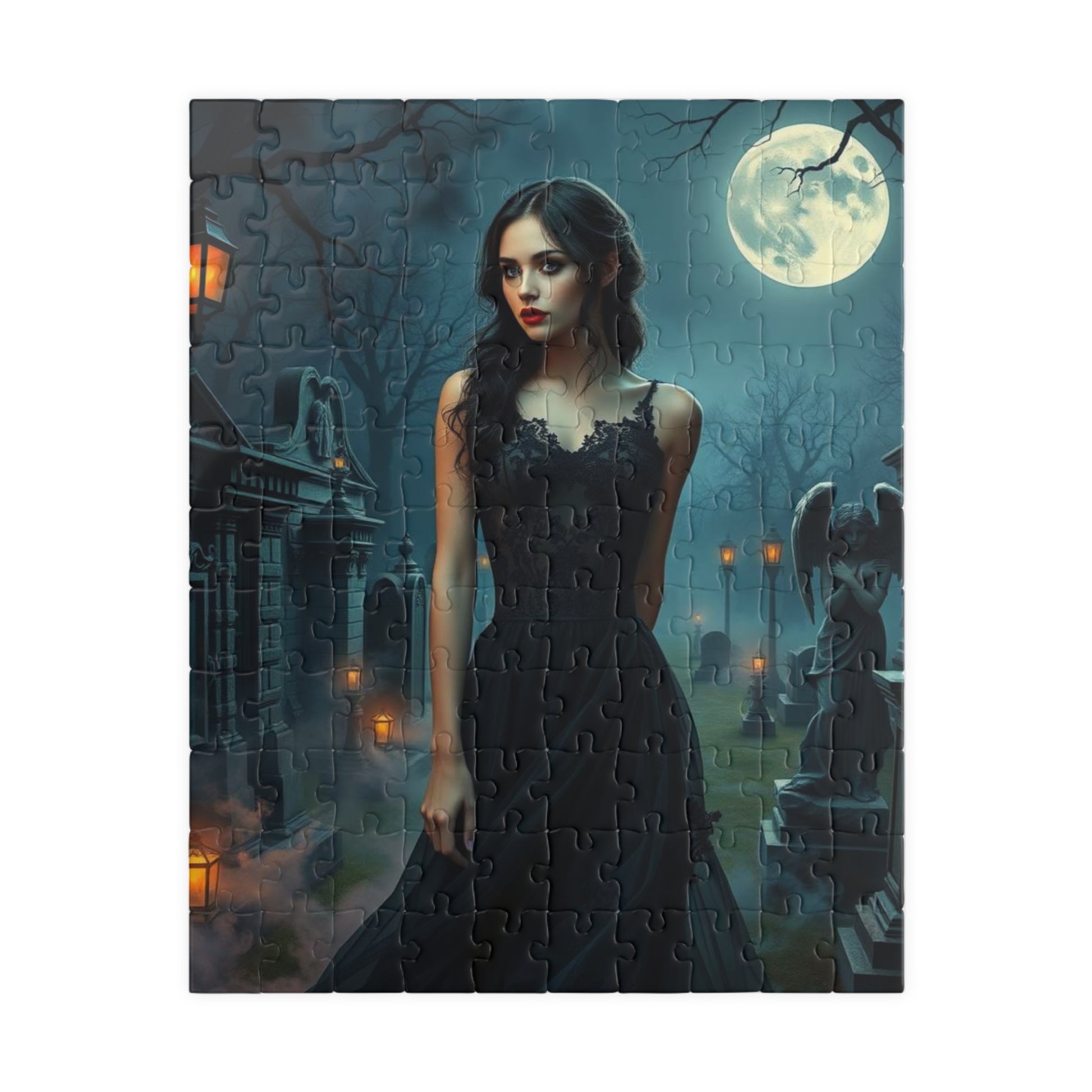Gothic Moonlit Puzzle, Dark Fantasy Art, Spooky Decor, Halloween Gift for Puzzle Loving Friends, Family Activity, Unique Home Entertainment 110 pcs (Vertical) Puzzle The Puzzle Chest
