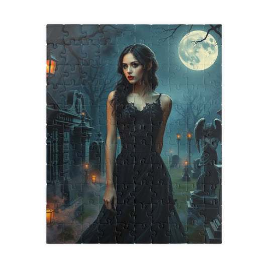 Gothic Moonlit Puzzle, Dark Fantasy Art, Spooky Decor, Halloween Gift for Puzzle Loving Friends, Family Activity, Unique Home Entertainment 110 pcs (Vertical) Puzzle The Puzzle Chest