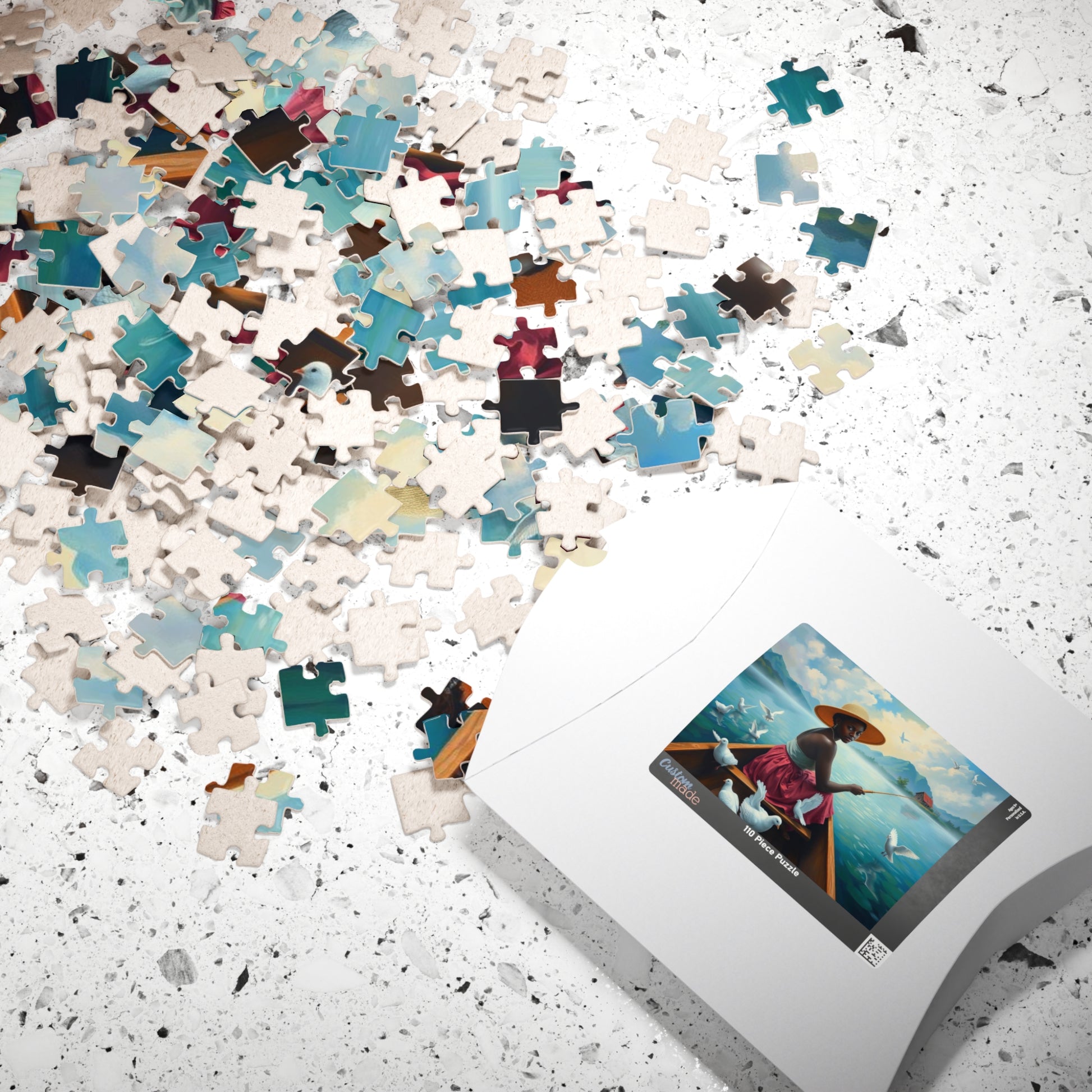 Serene Fishing Jigsaw Puzzle, African American Woman Black Artwork, Creative Gift for Friend, Family Activity Solo Fun, Home Entertainment Puzzle The Puzzle Chest