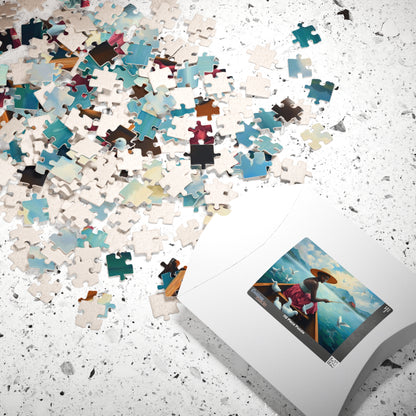 Serene Fishing Jigsaw Puzzle, African American Woman Black Artwork, Creative Gift for Friend, Family Activity Solo Fun, Home Entertainment Puzzle The Puzzle Chest