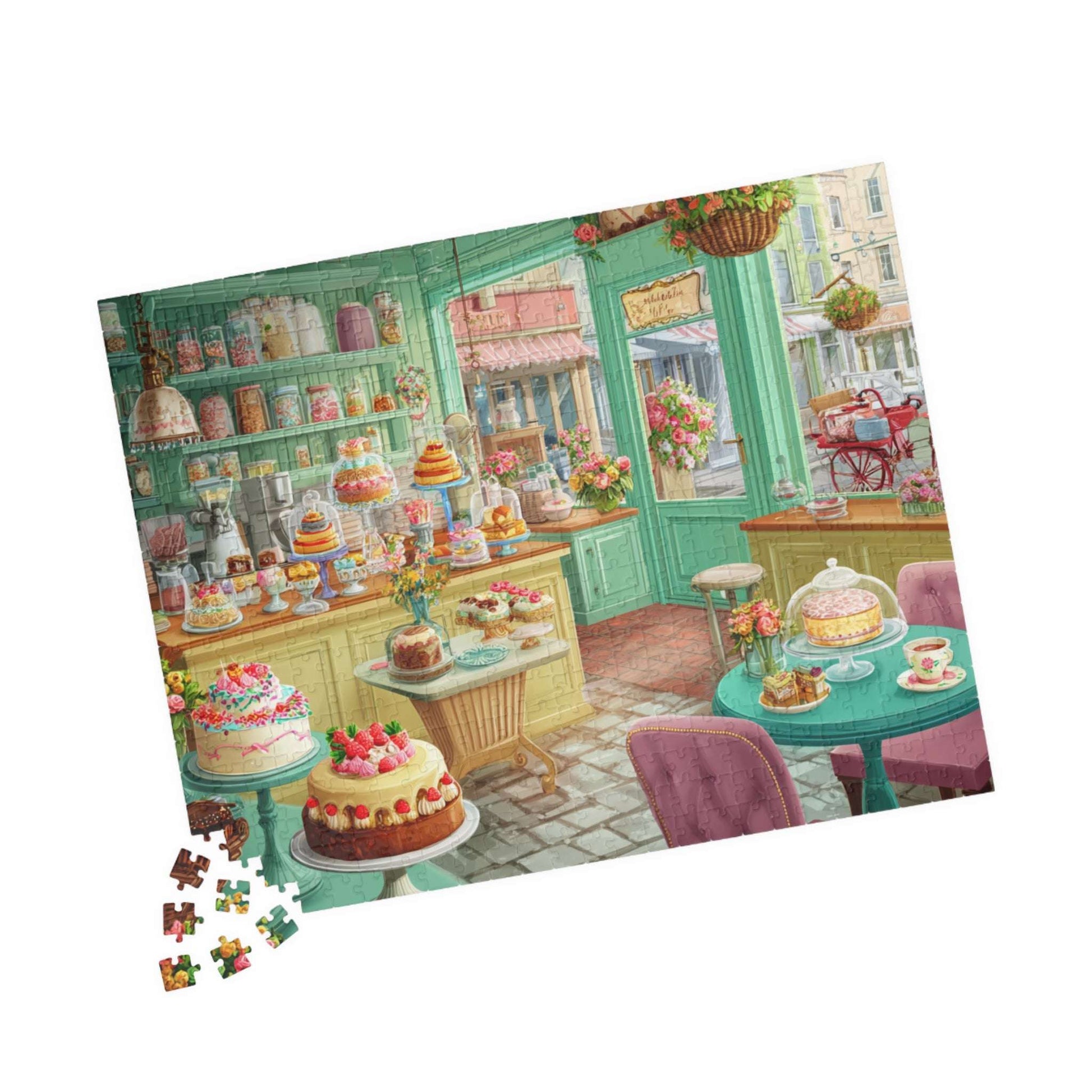 Retro Cake Shop Jigsaw Puzzle - Vintage Bakery Scene Filled with Sweet Treats 520 pcs (Horizontal) Puzzle The Puzzle Chest