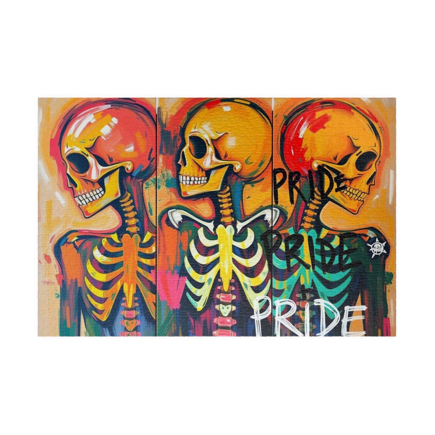 Pride Skeleton Puzzle, Colorful Puzzle for Group Fun, LGBTQ+ Gift for Birthday Holiday Pride Month, Creative Family Activity, Halloween 1014 pcs (Horizontal) Puzzle The Puzzle Chest